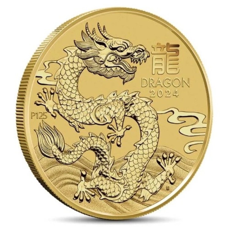 2024年 1/20オンス パース 太陰暦 龍年 金貨 (BU)
