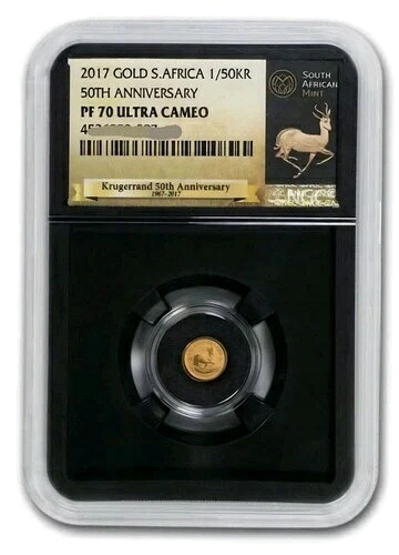 2017年 南アフリカ クルーガーランド金貨 1/50オンス 50周年記念 NGC PF70 ウルトラカメオ|WORLD RESOURCE【KING店】