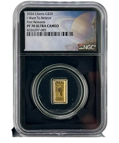 2024年 リベリア 20ドル I Want to Believe UFO 0.5g 金貨 - NGC PF 70 ギャラクシーラベル