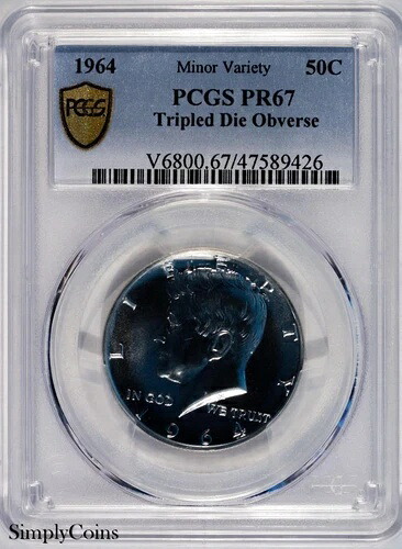 1964年 TDO トリプルダイ 表面 ケネディ ハーフダラー PCGS PR67 ゴールドシールド プルーフ #26