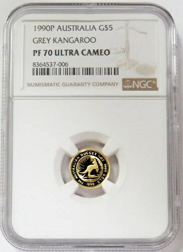 1990年 Pゴールド オーストラリア 9956 鋳造 $5 グレーカンガルー 1/20オンス NGC PF 70 ウルトラカメオ｜WORLD RESOURCE【KING店】