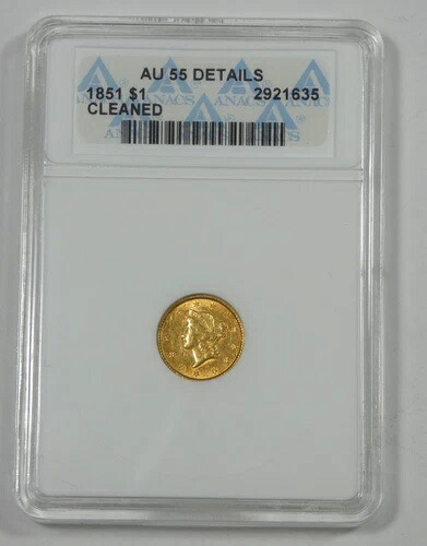 ANACS 本物 1851 リバティヘッド ゴールド 1ドル AU 詳細