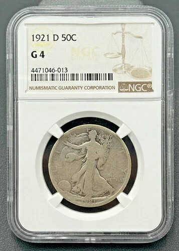 1921年 D ウォーキング・リバティ 50セント シルバー ハーフドル NGC グッド4、キーデートコイン｜WORLD RESOURCE【KING店】