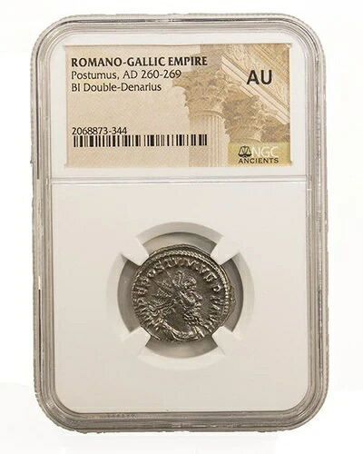 希少なローマ銀貨、アントニニアヌス・オブ・ポストムス（西暦260-269年）NGC-AU認定コイン