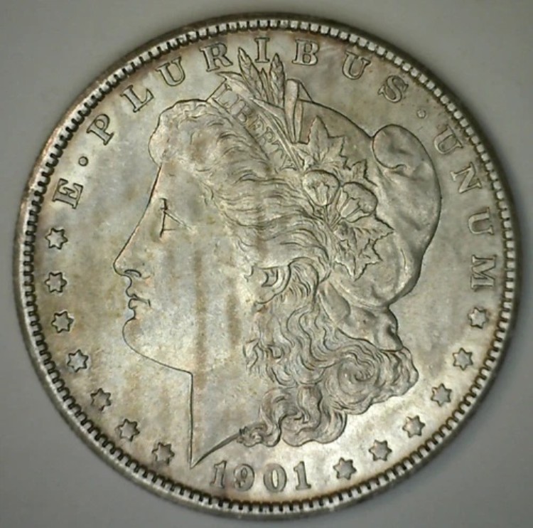 1901年 S モーガン銀貨 AU $1 トーンコイン ほぼ未使用 サンフランシスコ