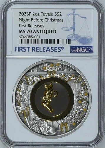 NGC MS70 FR 2023 クリスマス前夜 2オンス 銀貨 ストッキングインサート アンティーク｜WORLD RESOURCE【KING店】