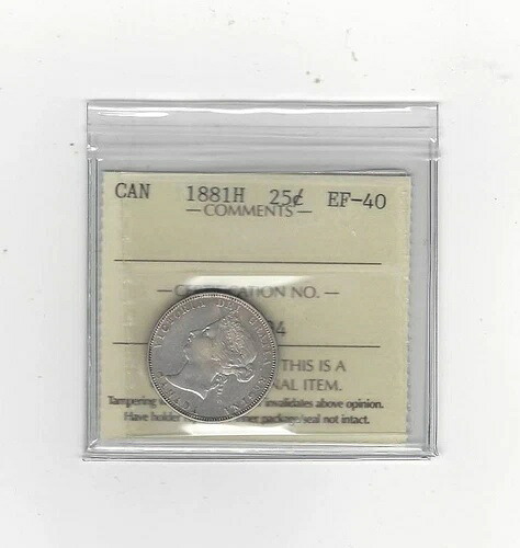 1881H、ICCSグレードカナダ、25セント、**EF-40**｜WORLD RESOURCE【KING店】