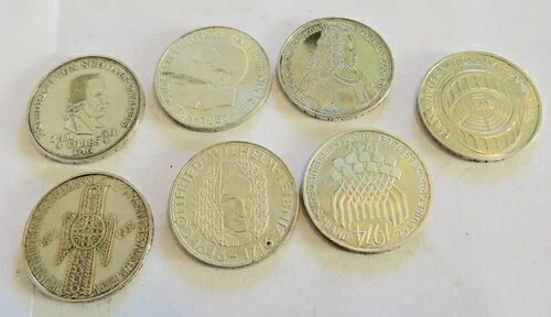 7 x 5 DM 記念コイン D 銀貨 1952年 ライプニッツ、アイヒェンドルフ、バーデン辺境伯｜WORLD RESOURCE【KING店】