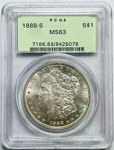 1888 S モーガン シルバー ダラー PCGS MS-63 オールド グリーン ホルダー!｜WORLD RESOURCE【KING店】 366,300円