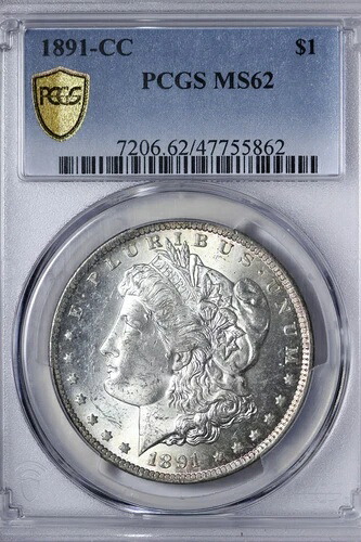 BU 1891-CC モルガン銀貨 PCGS MS62 レアリティタフ 日付＆グレード JWLGA｜WORLD RESOURCE【KING店】