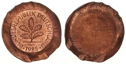 1 Pfennig BRD 1985 - 木側のみの鋳造 - 大きすぎる + Incus 75260|WORLD RESOURCE【KING店】
