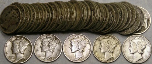1931年 S マーキュリー シルバー ダイム 希少 タフ セミキーデート フルロールに近い 43枚入り|WORLD RESOURCE【KING店】