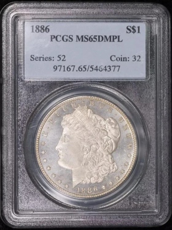 1886年 P モルガン銀貨 PCGS MS-65 DMPL