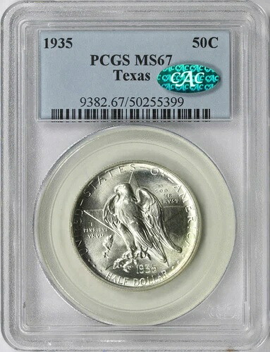 1935年テキサス50セント記念ハーフドル PCGS CAC MS67