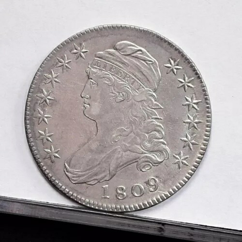 1809年 胸像ハーフダラー - III エッジ - AU 詳細、クリーニング済み (#55482-L)