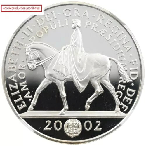 2002年 エリザベス2世 5ポンド銀貨 NGC PF70UC ゴールデンジュビリー
