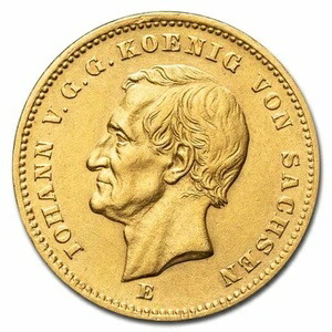 1872-1873 ドイツ 金貨 20 マルク ザクセン ヨハン AU