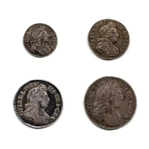 1700年 ウィリアム3世 シルバー マウンディ コイン セット 4枚セット 状態良好 希少 S3553 W104