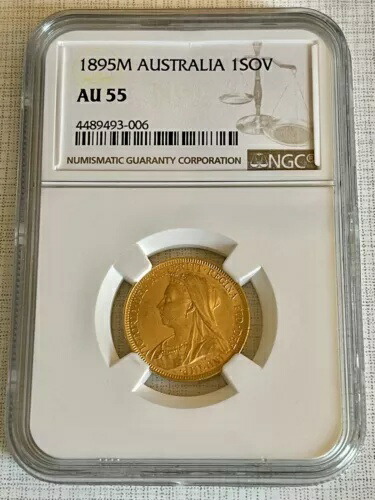 オーストラリア 1895M ソブリンゴールド NGC AU55 SKU# 7017