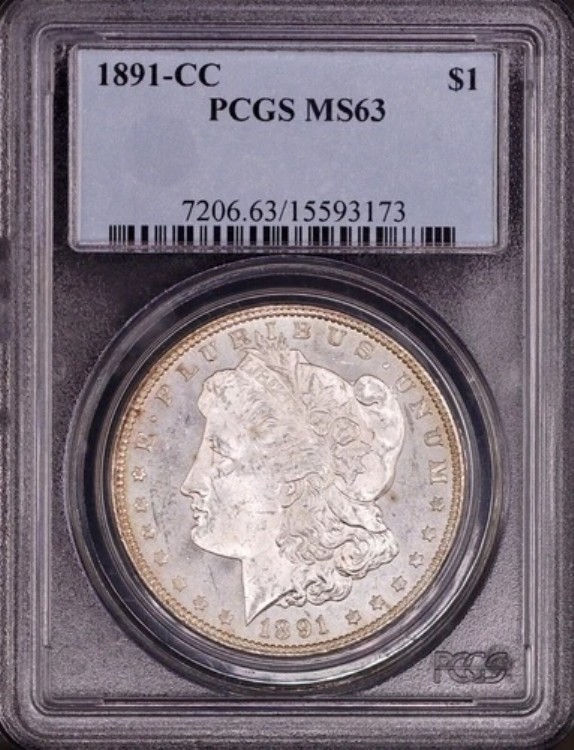 1891-CC モルガン銀貨 PCGS MS63 - 美しく華やかなオリジナルコイン