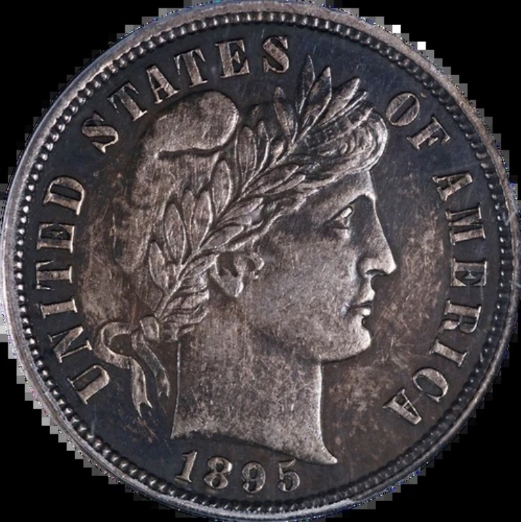 1895-P バーバーダイム PCGS AU55 キーデート 美しい外観 強い刻印