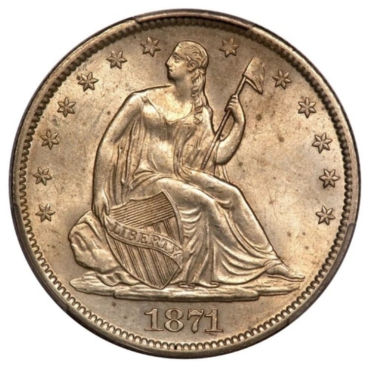 1871-S 50セント自由の女神像半ドル PCGS AU58