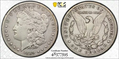 1889-CC 米国 $1 モルガン銀貨 PCGS 本物 ~ 細部まで美しい ~ カーソンシティ