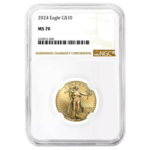2024年 10ドル アメリカン ゴールド イーグル 1/4オンス NGC MS70 ブラウンラベル