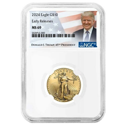 2024年 10ドル アメリカン・ゴールド・イーグル 1/4オンス NGC MS69 ER トランプラベル
