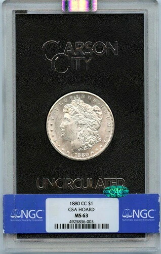 1880-CC モルガン・ダラー GSA ホード S$1 NGC MS63 (CAC)