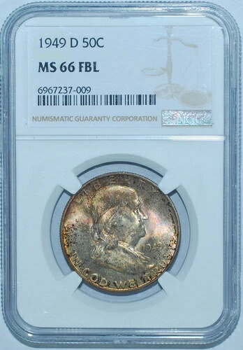 1949 D NGC MS66FBL フルベルライン フランクリン ハーフダラー