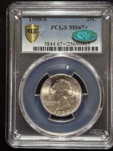1950年代 S クォータードル銀貨 PCGS MS-67+ CAC! CAC