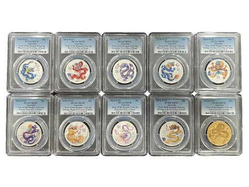 2024年 ドラゴン年 1/2オンス 10枚セット .999 シルバー PCGS MS70 - ?*希少 FDI｜WORLD RESOURCE【KING店】
