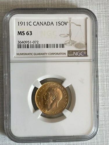 カナダ 1911-C ソブリンゴールド NGC MS 63 SKU# 1040｜WORLD RESOURCE【KING店】 368,775円
