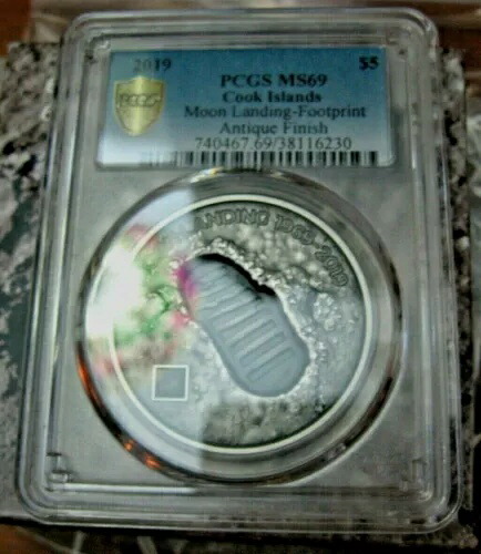 2019年 PCGS MS69 クック諸島 月面着陸 月隕石 1オンス .999 純銀｜WORLD RESOURCE【KING店】