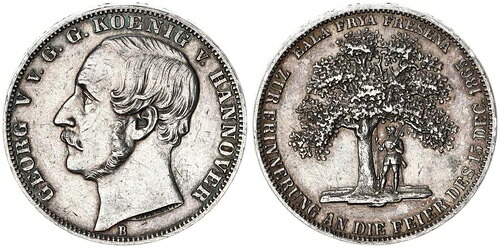 ブラウンシュヴァイク カレンベルク ハノーバー 1ターラー 1865年 ウプスタールスブーム - 希少 127160
