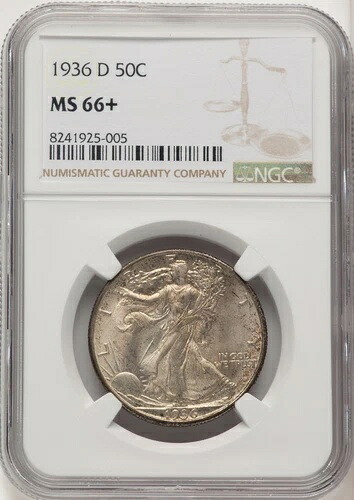 1936-D 50セント ウォーキング・リバティ・ハーフダラー NGC MS66+ (520180009)｜WORLD RESOURCE【KING店】