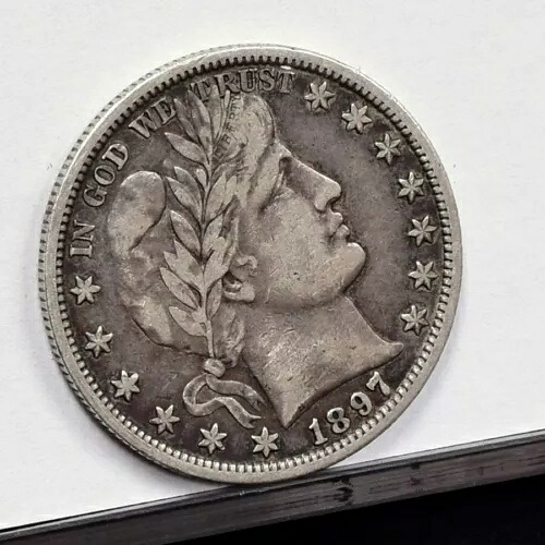 1897-O バーバー ハーフダラー - XF 詳細、クリーニング済み、軽度のダメージあり (#55563-L)