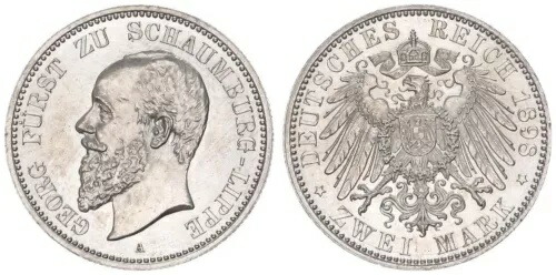 シャンバーグ＝リッペ・ゲオルク 2 マーク 1898 A ほぼブ 92999