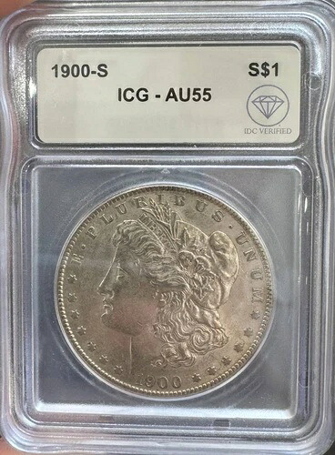 1900年 S モルガン銀貨 ICG AU-55 IDC 検証済み