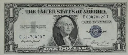 1935年 E ガターフォールド 1ドル銀貨証明書 非常に良好な状態｜WORLD RESOURCE【KING店】
