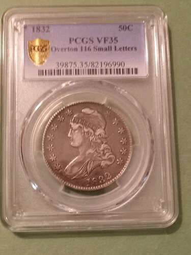 1832年 キャップドバスト ハーフドル 50 セント 小文字 Overton 116 PCGS VF35。｜WORLD RESOURCE【KING店】 116,050円