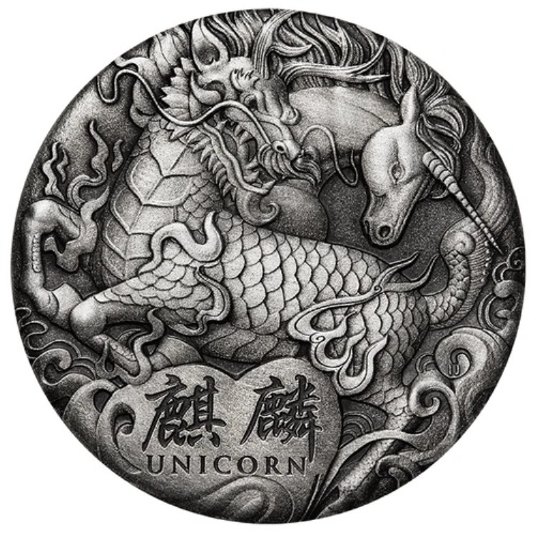 2018年ツバル 2オンス Qi Lin ユニコーン シルバー アンティーク高浮き彫りコイン｜WORLD RESOURCE【KING店】 116,050円