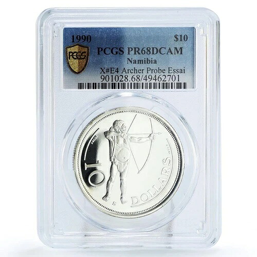 ナミビア 10ドル インディペンデンス アーチャー ESSAI X#E4 PR68 PCGS 銀貨 1990年｜WORLD RESOURCE【KING店】