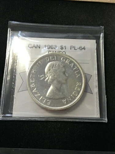 1963年 コインマート（CMG）鑑定済み カナダ銀貨 **PL-64 カメオ**
