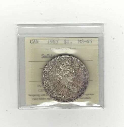 1965 T-1、SmBds/Ptd5、ICCSグレードカナダ銀貨 **MS-65**