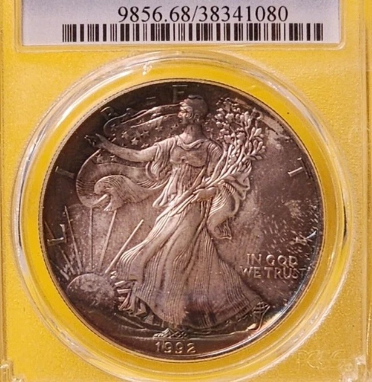 1992年 アメリカン シルバー イーグル $1 PCGS MS68 ~ モンスタートーンコイン