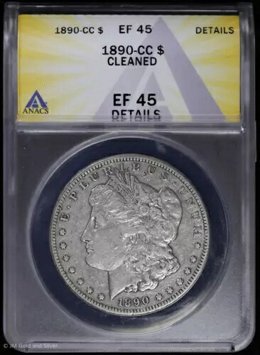 1890-CC 1ドルモルガン銀貨 ANACS EF 45 詳細 | XF