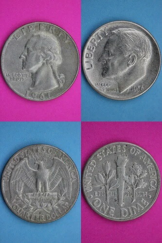 6標準オンス硬貨、重量90%銀、ジャンク、ワシントンクォーター、ルーズベルトダイム
