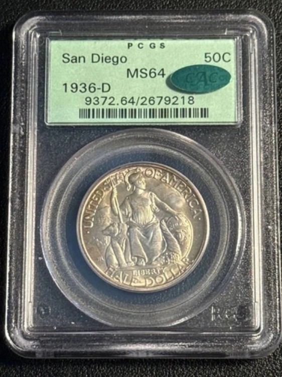 1936年 D 50C PCGS MS-64 CAC サンディエゴ OGH